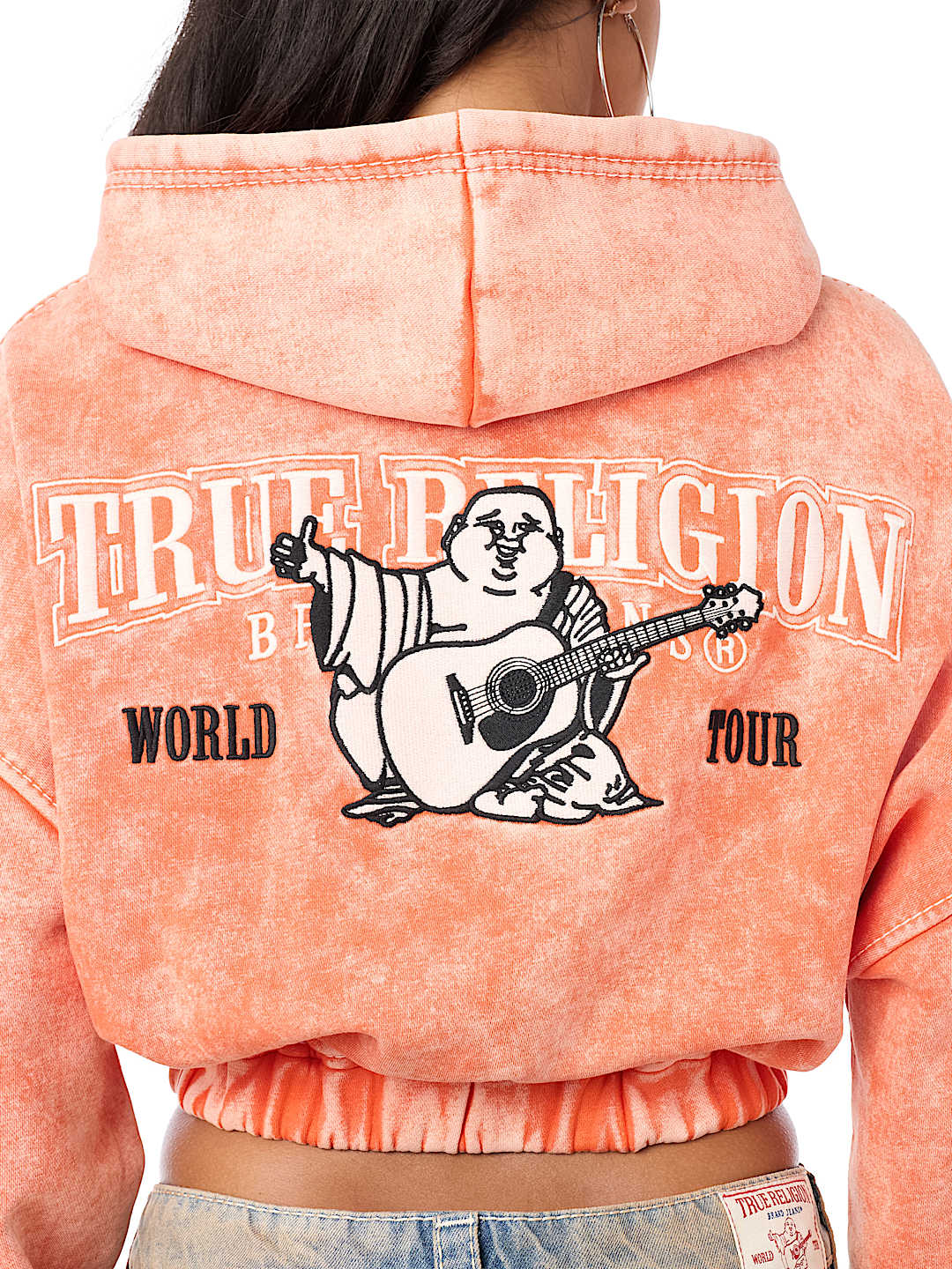 WASHED BIG T EMBROIDERED  GIRLFRIEND ZIP-UP HOODIE