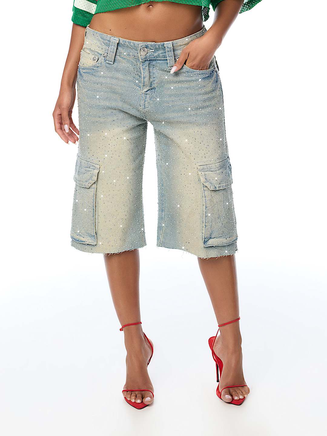BOBBI CRYSTAL CARGO FLAP BAGGY JORT 