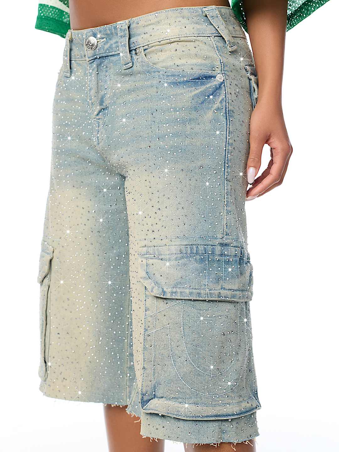 BOBBI CRYSTAL CARGO FLAP BAGGY JORT 