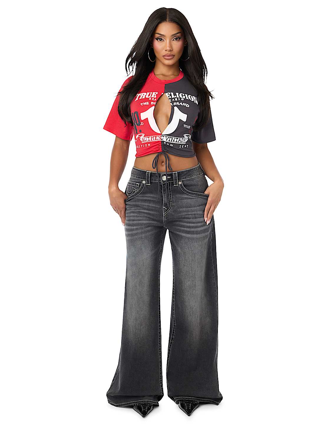 CONTRAST CINCHED TOP