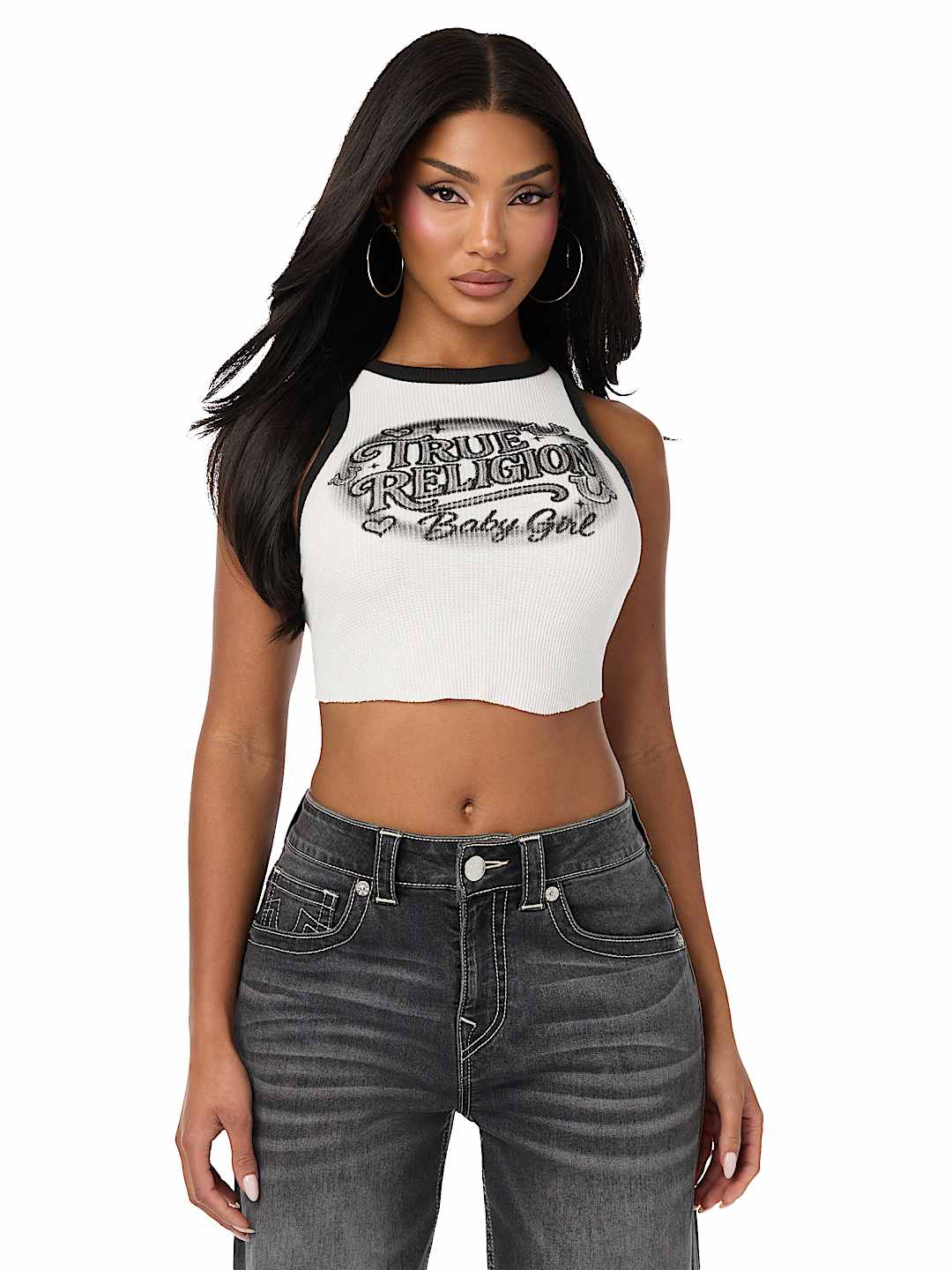AIRBRUSH RACERBACK RIBBED TANK TOP