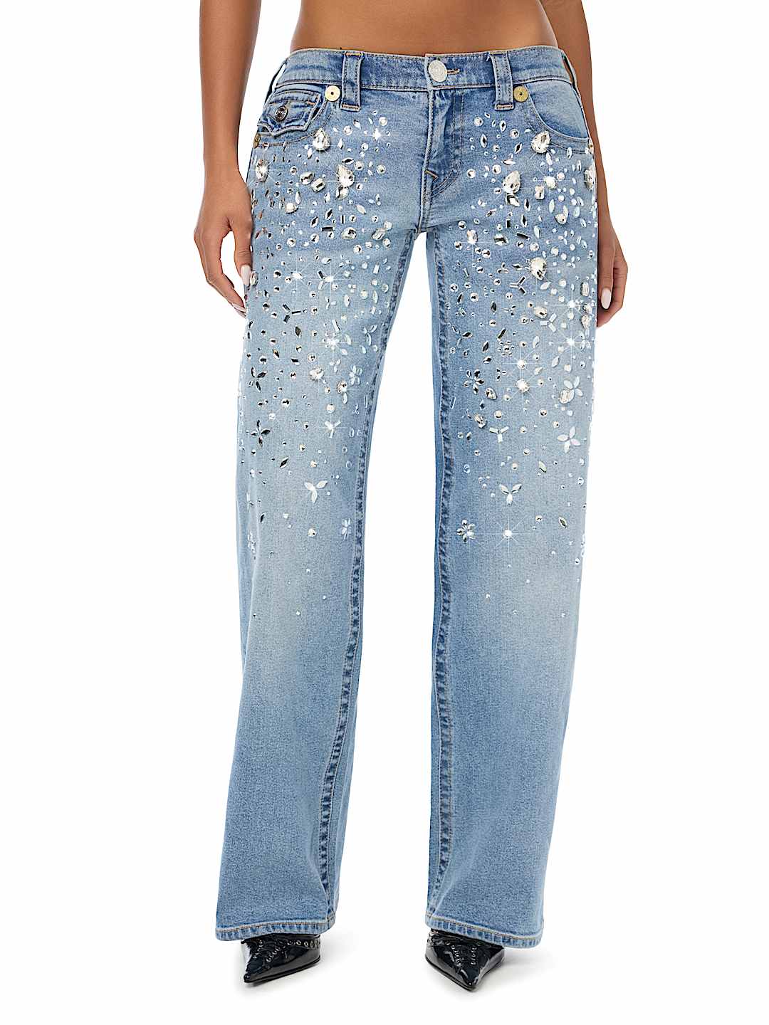 CUSTOM JUNO LOW RISE CRYSTAL BAGGY JEAN