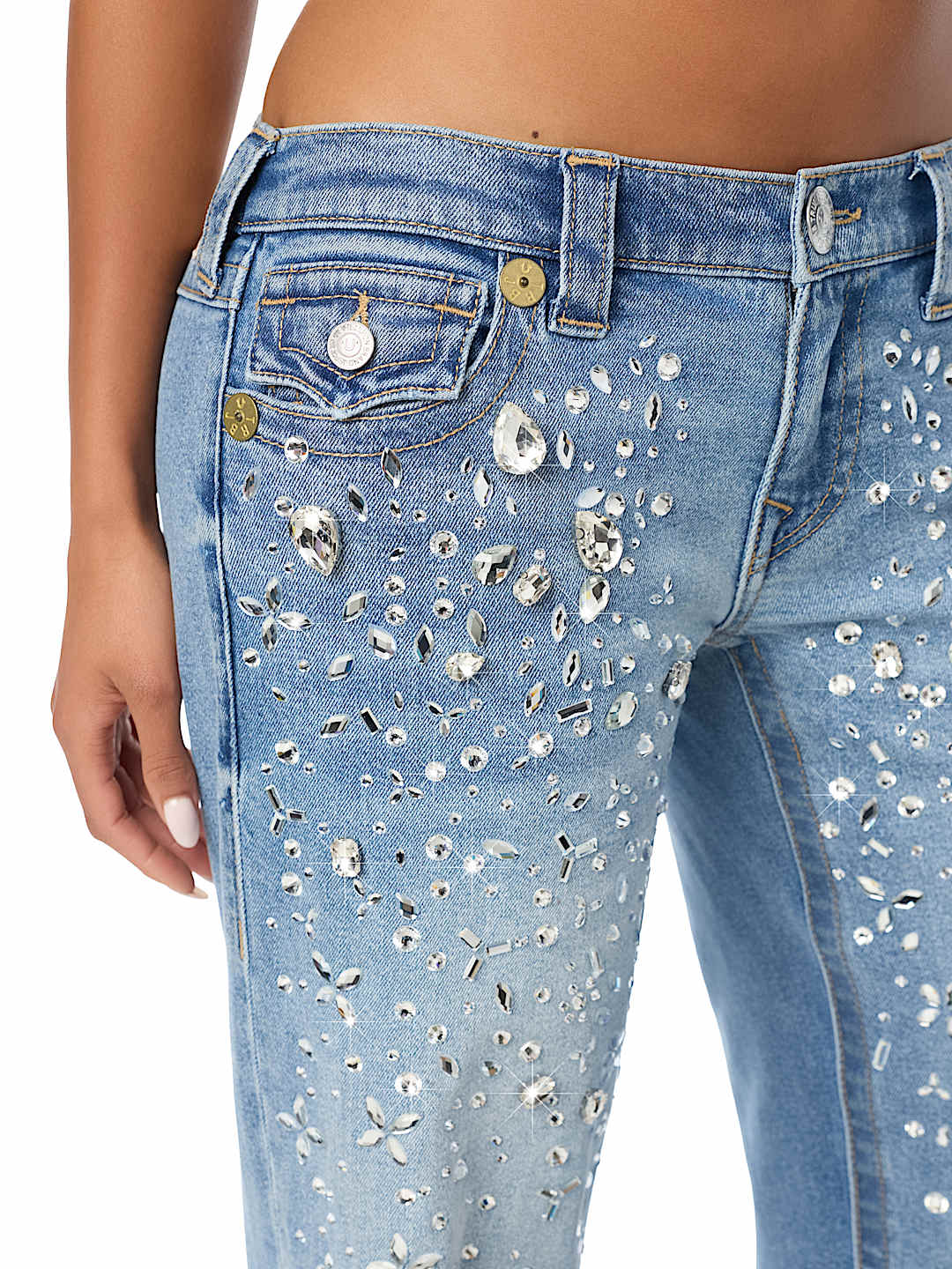 CUSTOM JUNO LOW RISE CRYSTAL BAGGY JEAN
