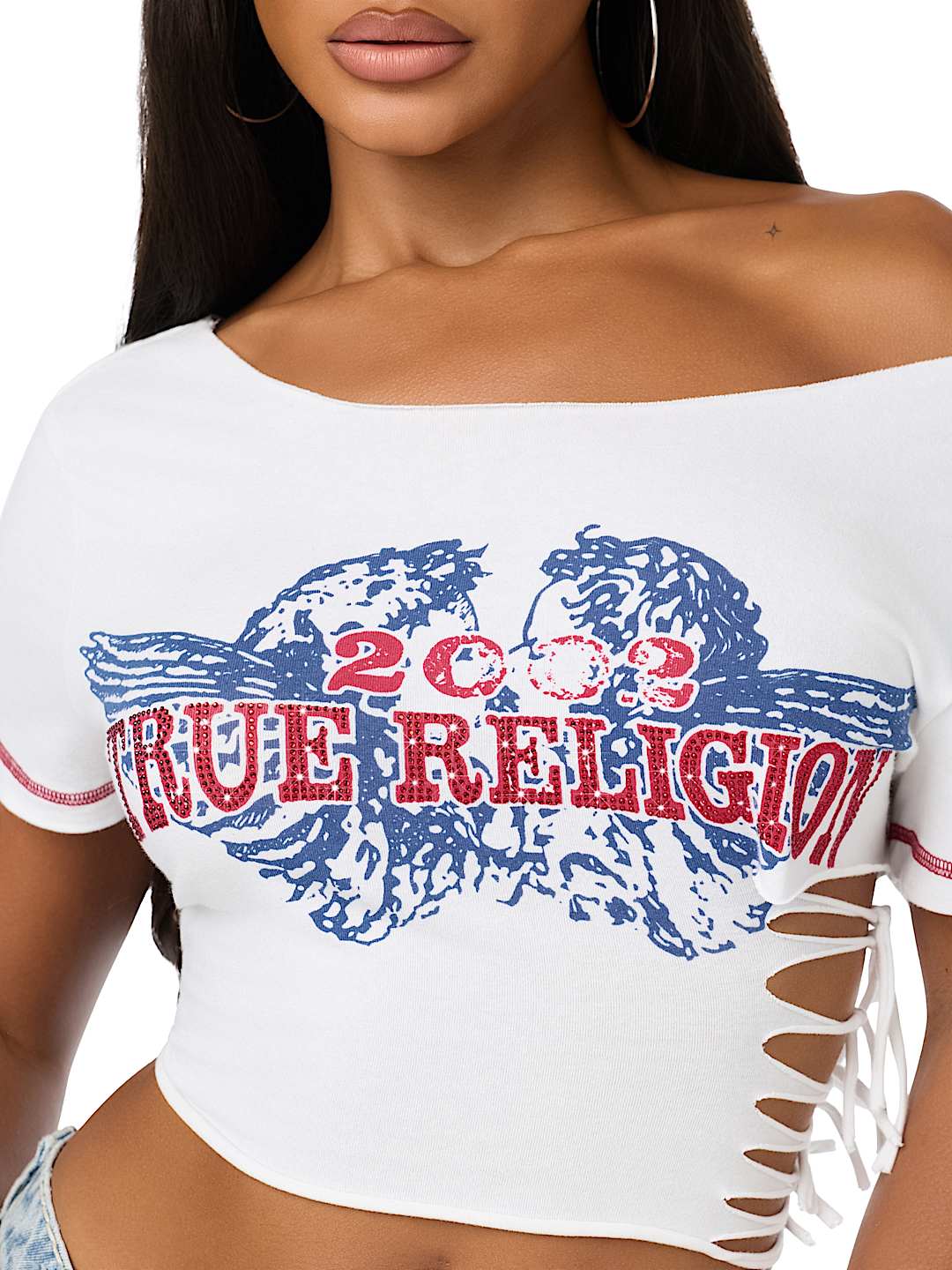 CUSTOM OFF-THE-SHOULDER LACE-UP TEE