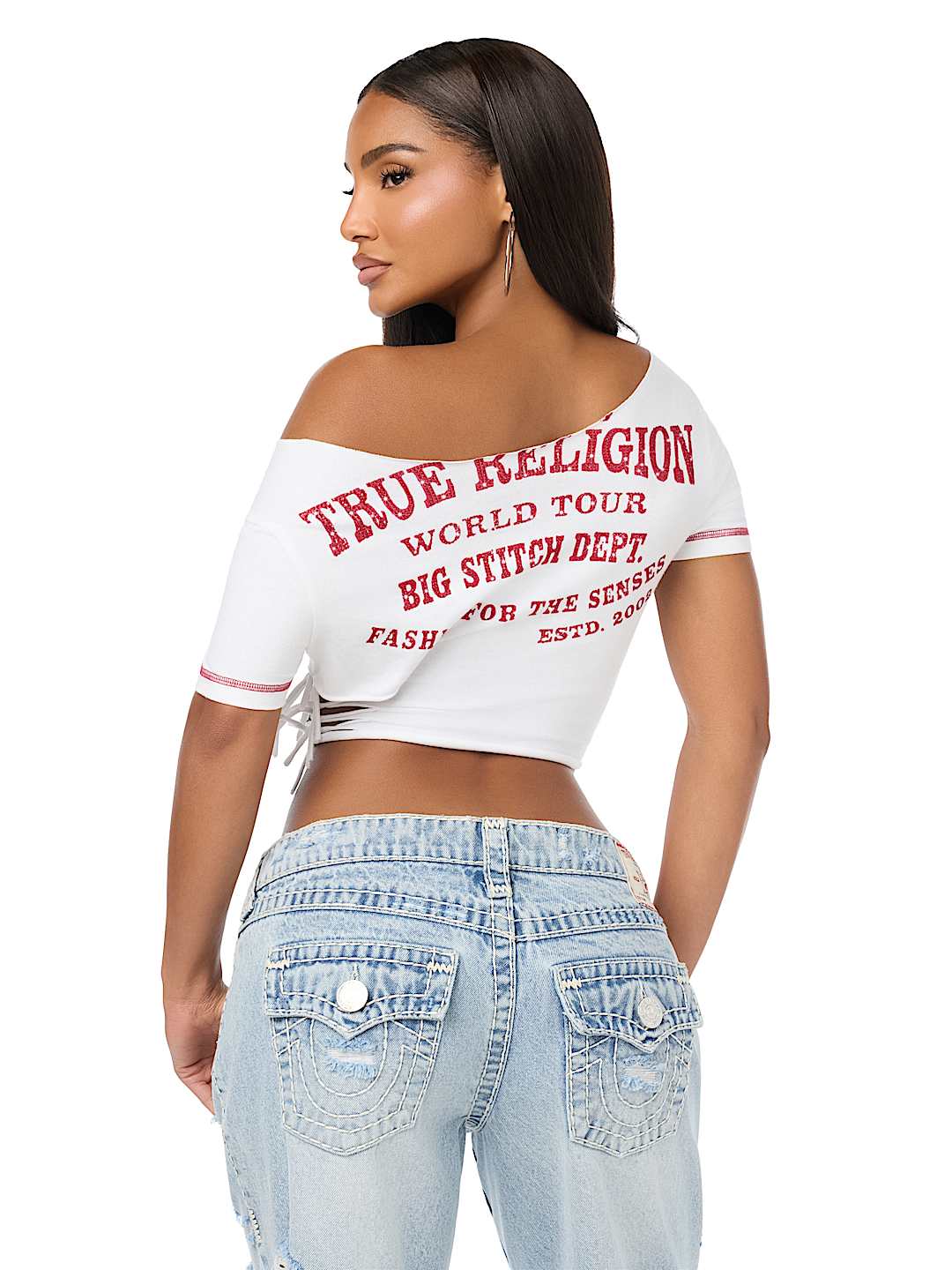 CUSTOM OFF-THE-SHOULDER LACE-UP TEE