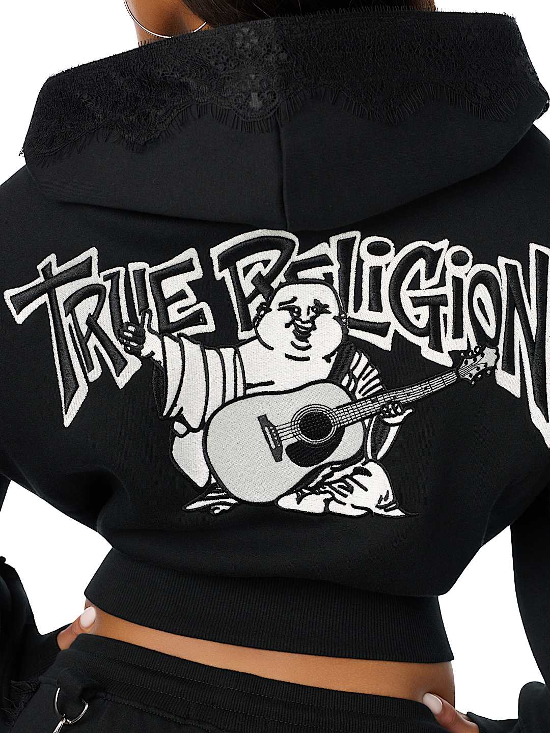 CUSTOM LACE BOW EMBROIDERED ZIP-UP HOODIE