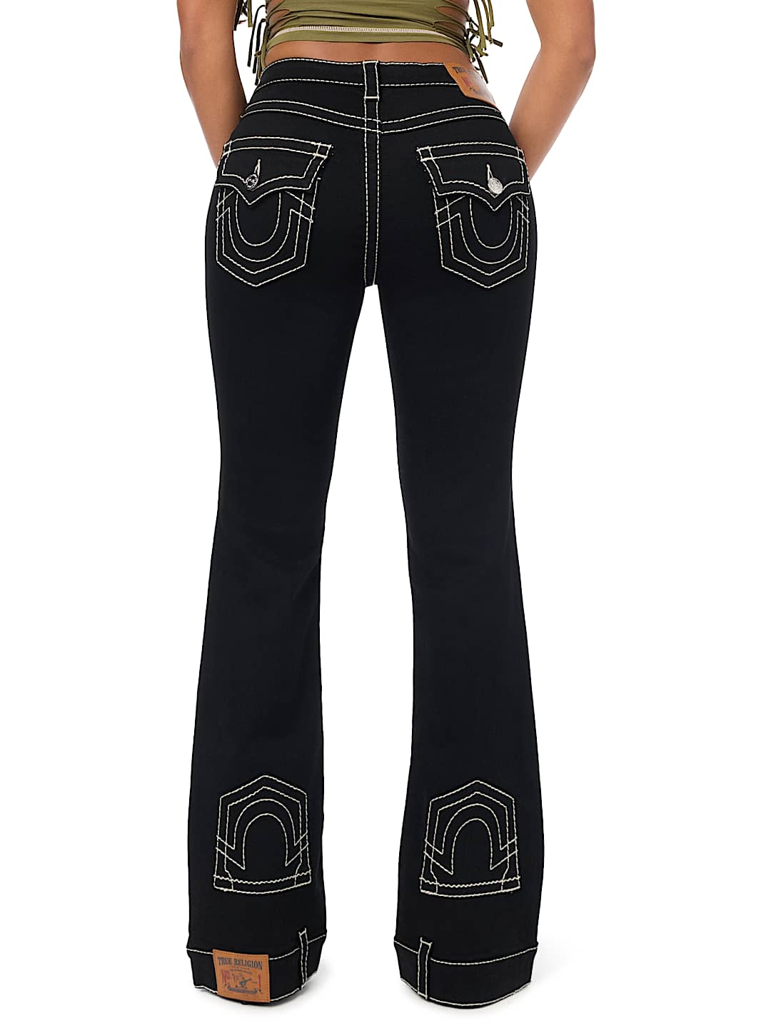 CUSTOM BECCA MID RISE EMBROIDERED PATCHES BIG T BOOTCUT JEAN