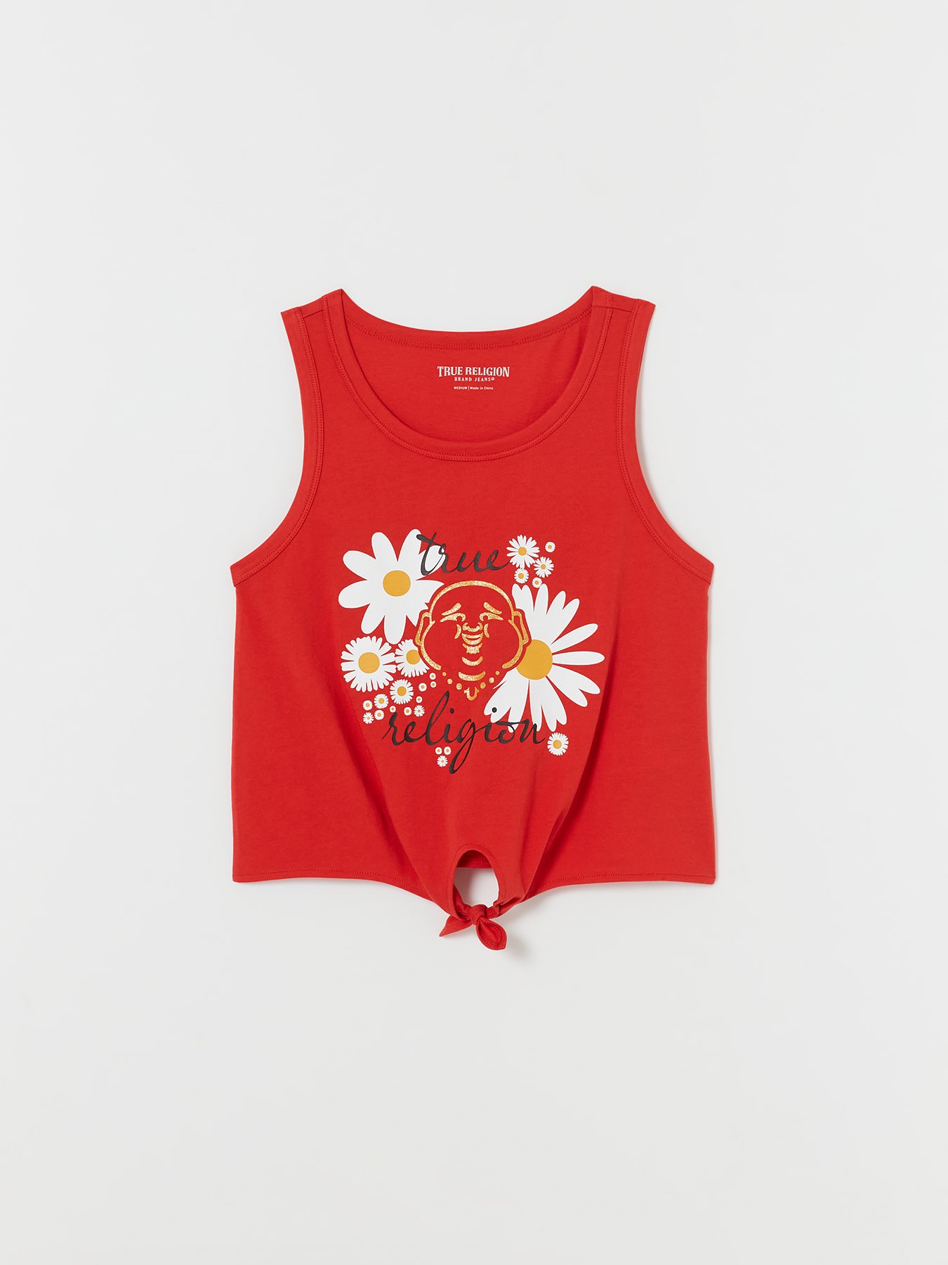 GIRLS DAISY GLITTER BUDDHA LOGO TANK, image 1