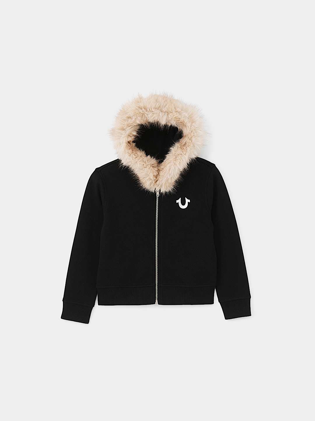 GIRLS FUR HOOD ZIP-UP HOODIE, image 3