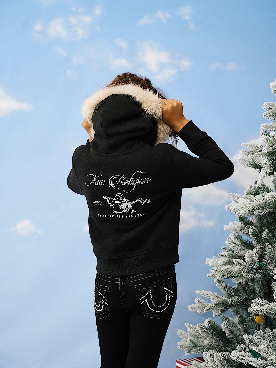 GIRLS FUR HOOD ZIP-UP HOODIE, image 1