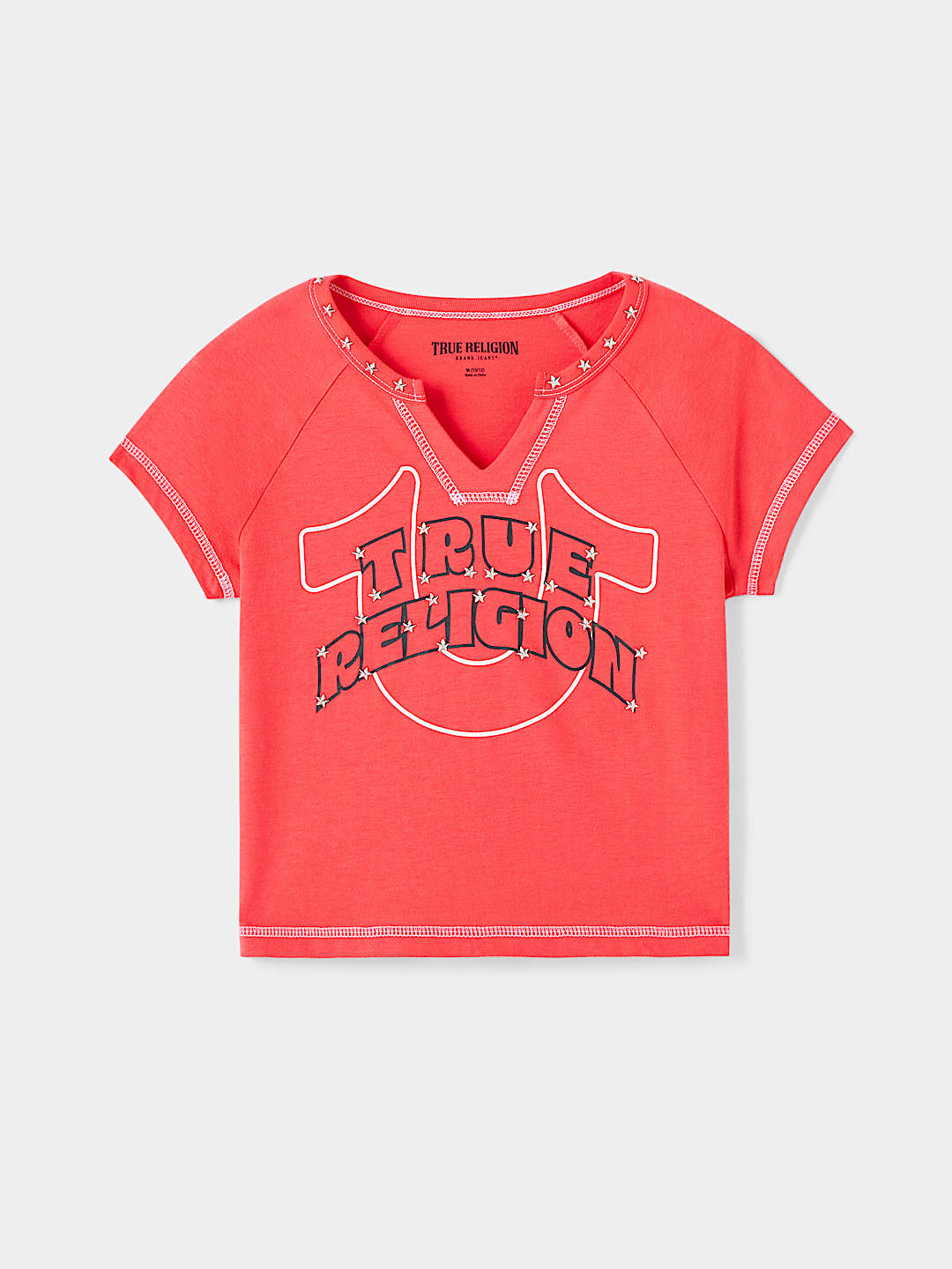 GIRLS HORSESHOE LOGO STUDDED RAGLAN TEE, image 2