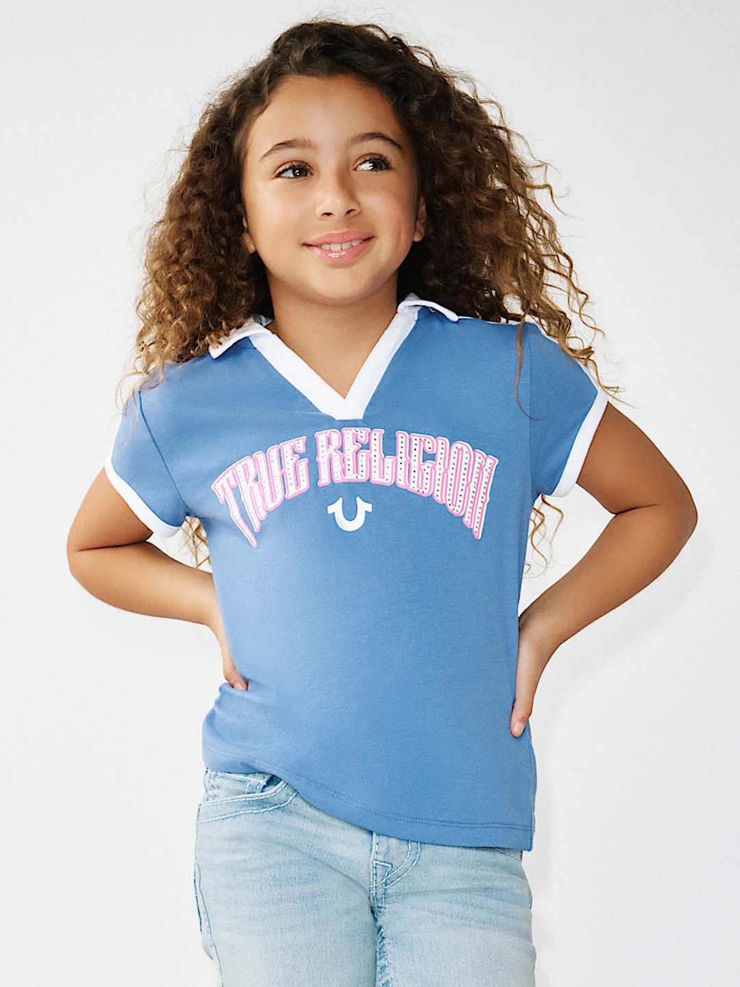 GIRLS LOGO PIPING POLO SHIRT, image 1