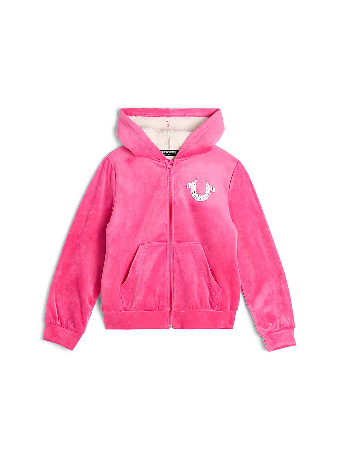 GIRLS VELOUR STUD ZIP HOODIE