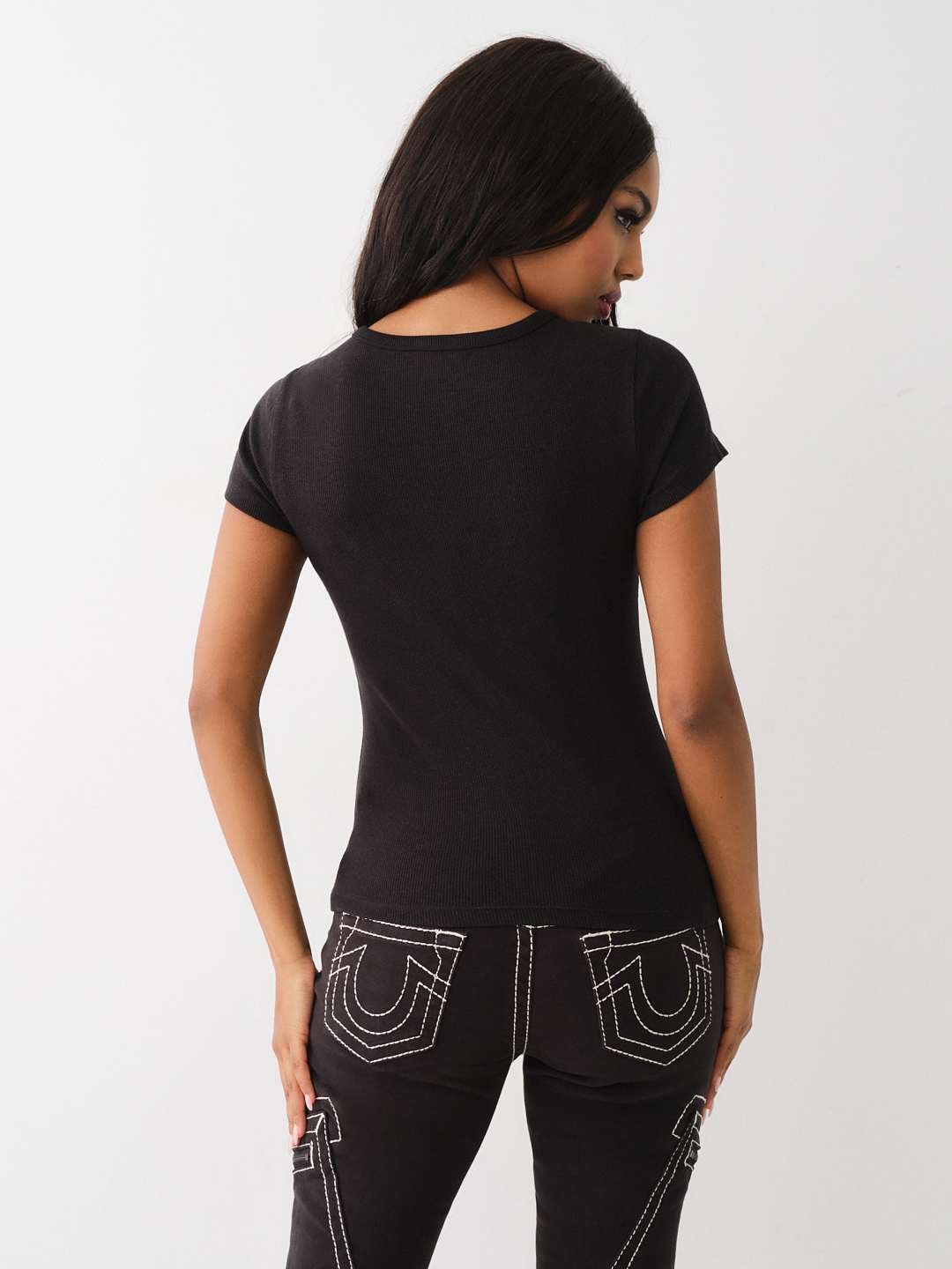 STUDDED HORSESHOE HENLEY SHIRT, image 3