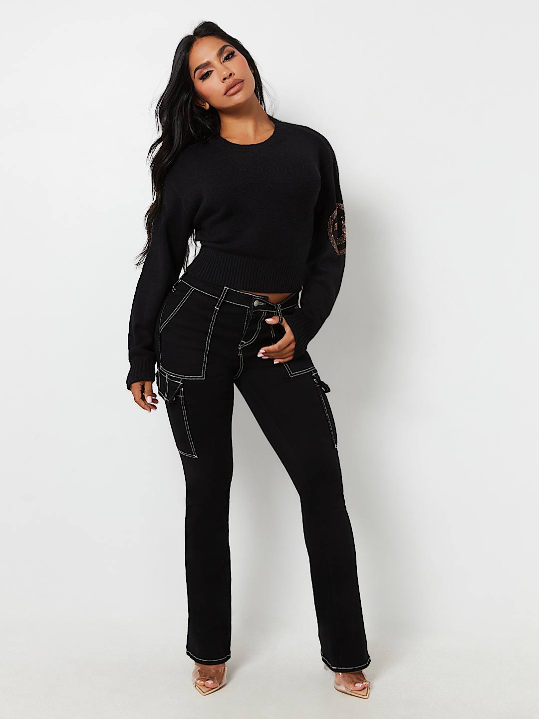 CRYSTAL HORSESHOE PULLOVER SWEATER, image 3