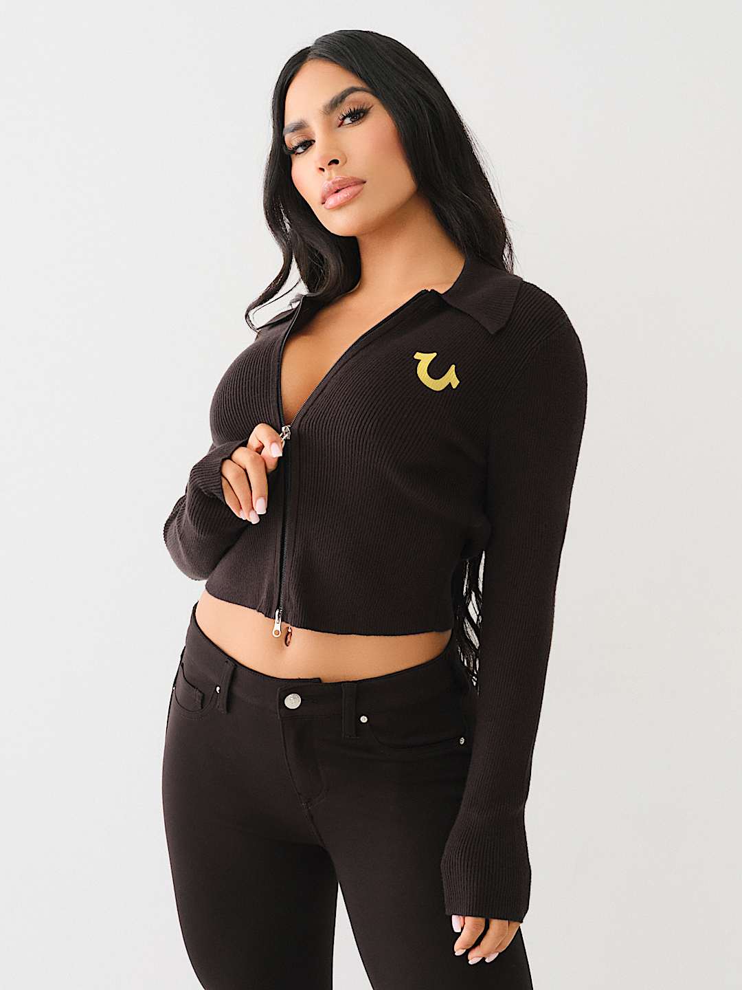 RIB COLLAR ZIP SWEATER, image 4