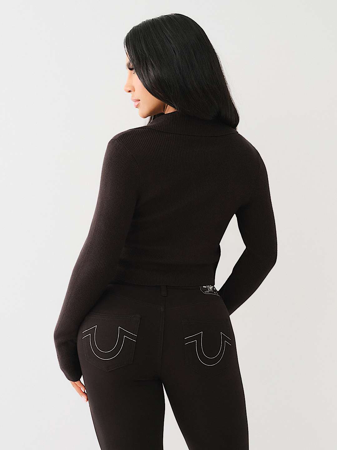RIB COLLAR ZIP SWEATER, image 6
