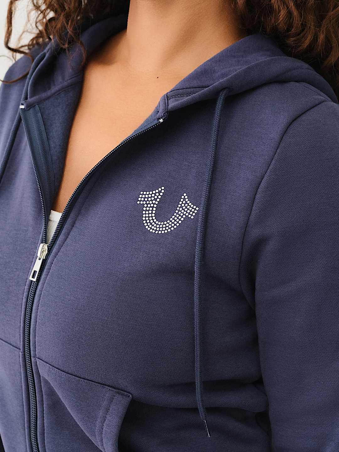 CRYSTAL METALLIC LOGO ZIP HOODIE, image 3