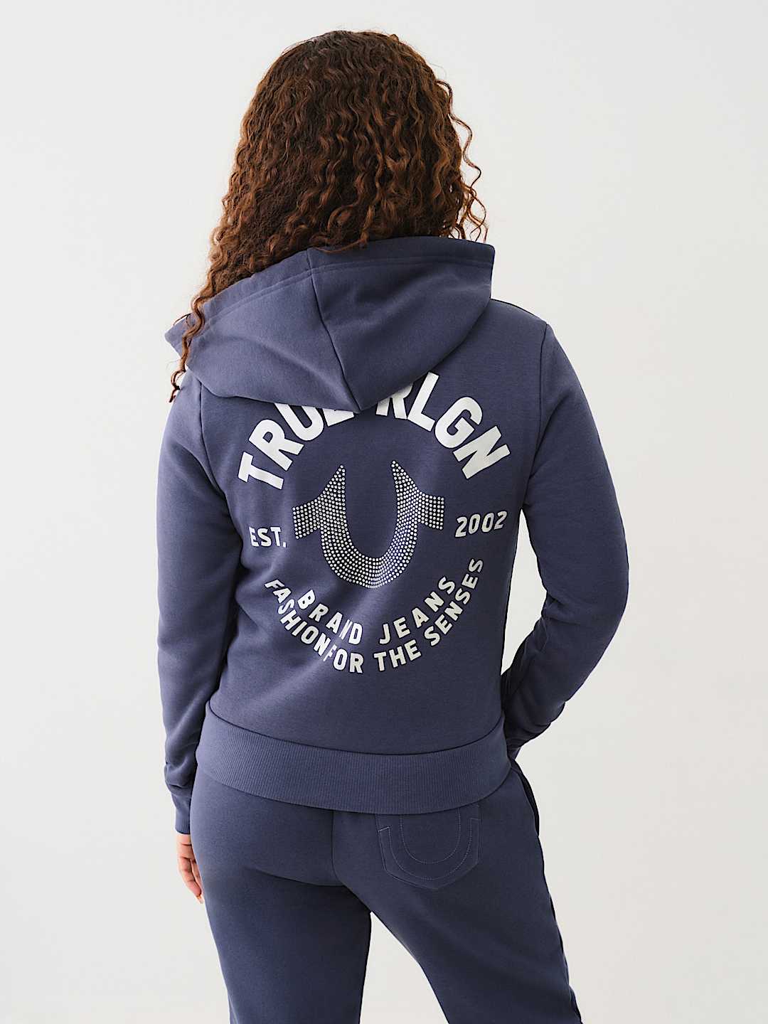 CRYSTAL METALLIC LOGO ZIP HOODIE, image 5