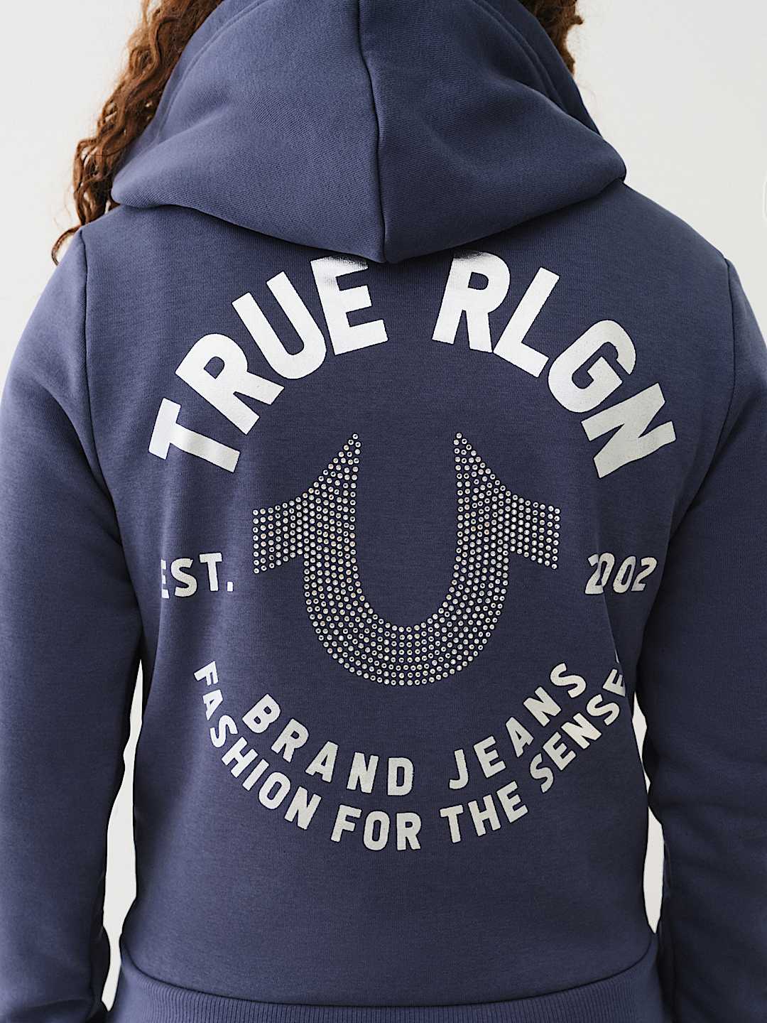 CRYSTAL METALLIC LOGO ZIP HOODIE, image 1