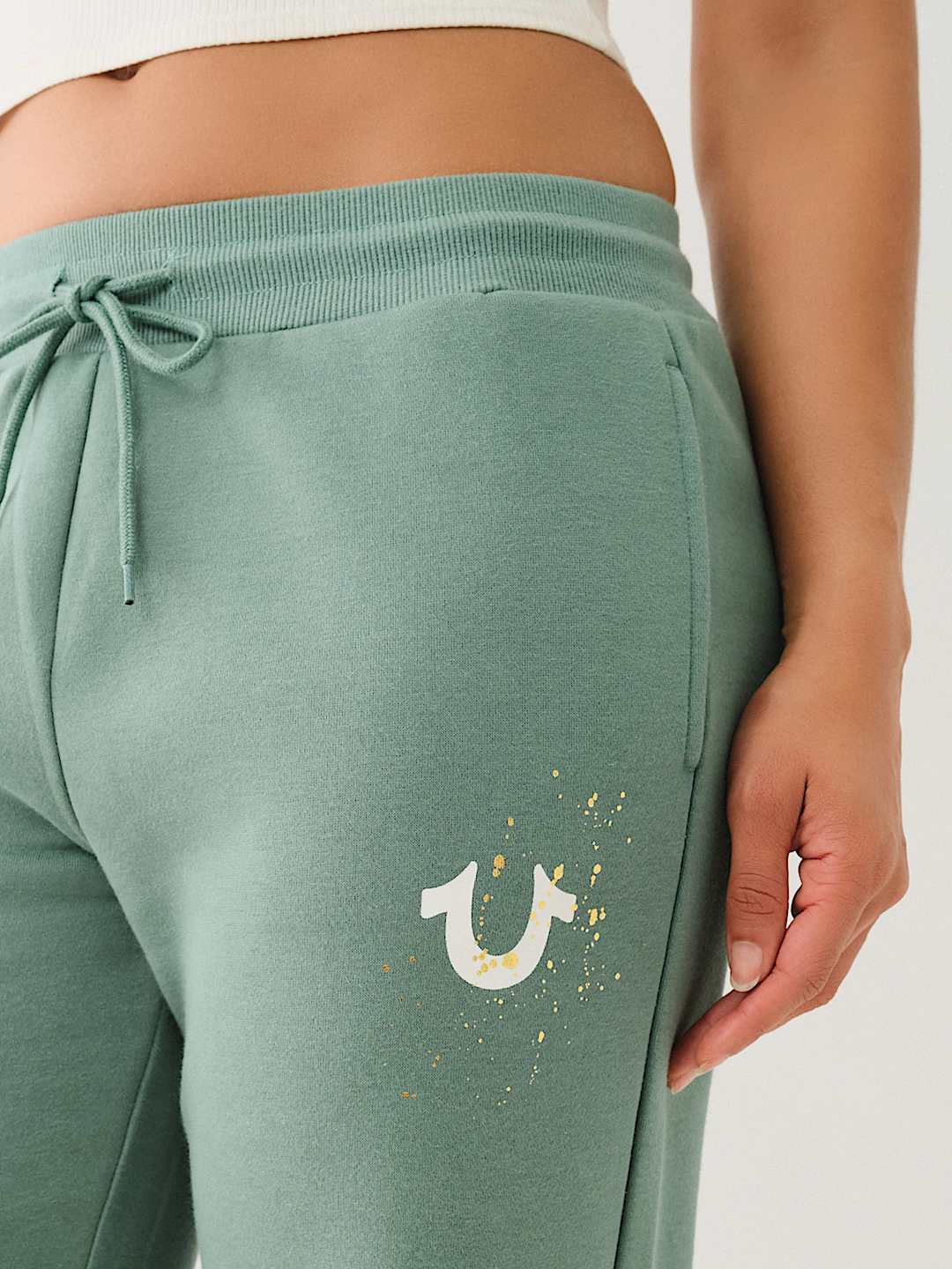 SPLATTERED METALLIC STRAIGHT LEG SWEAT PANT