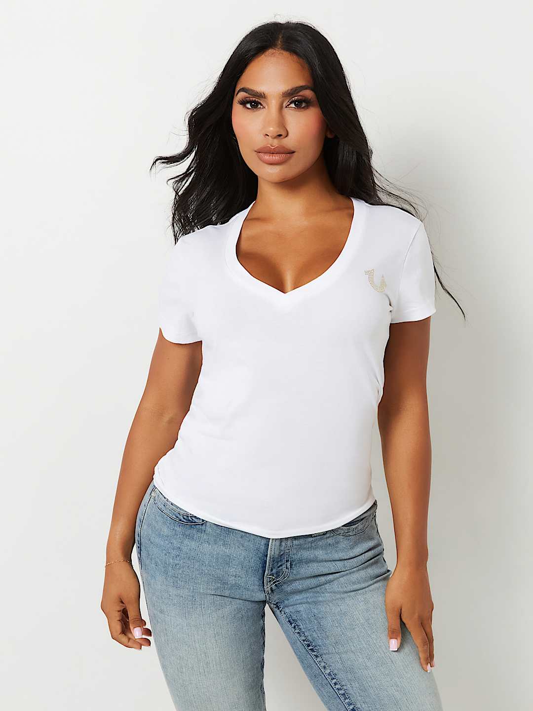 CRYSTAL CONCERT LOGO V NECK TEE