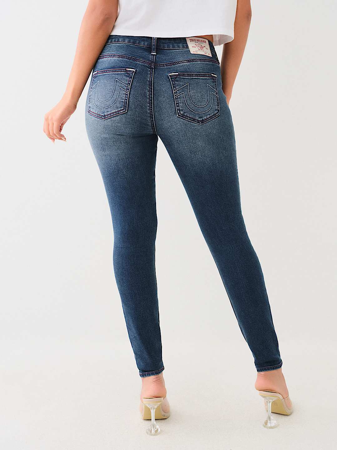 JENNIE MID RISE CRYSTAL CURVY SKINNY JEAN