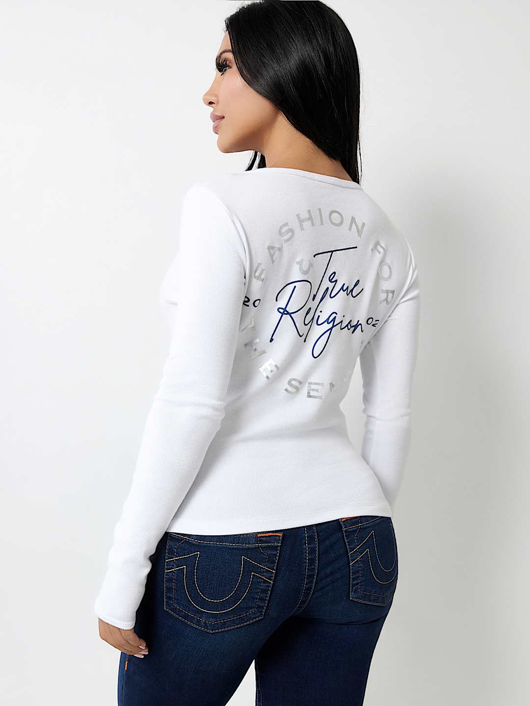 RIBBED METALLIC LOGO HENLEY TEE, image 5