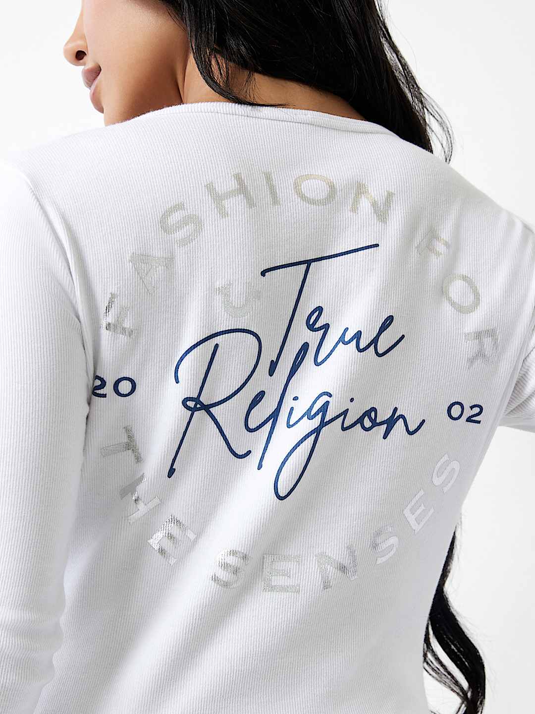 RIBBED METALLIC LOGO HENLEY TEE, image 1