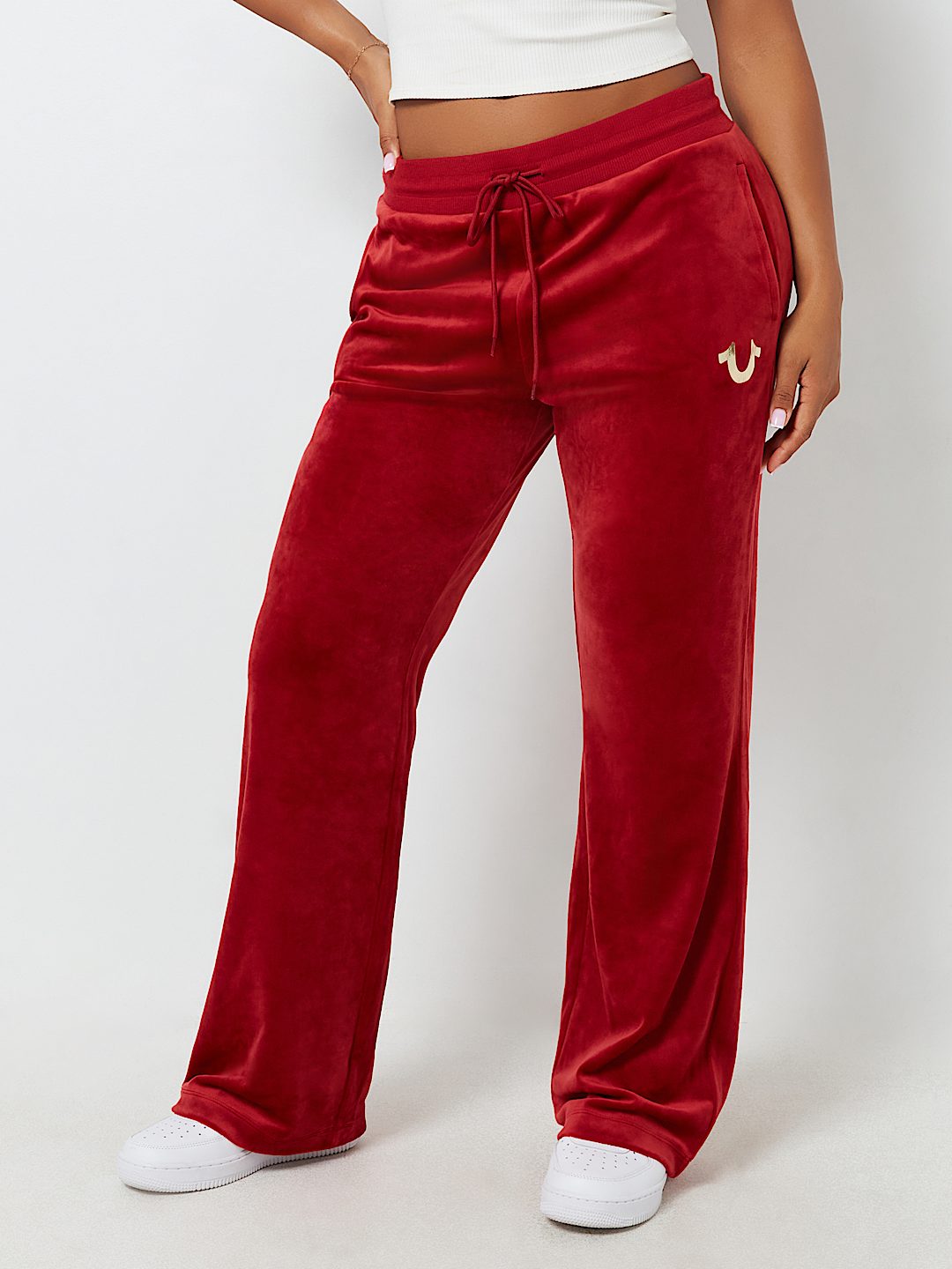 Red velvet sweatpants on sale