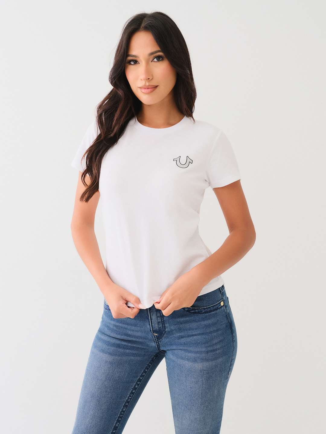 GLITTER ROSE GRAPHIC V NECK TEE