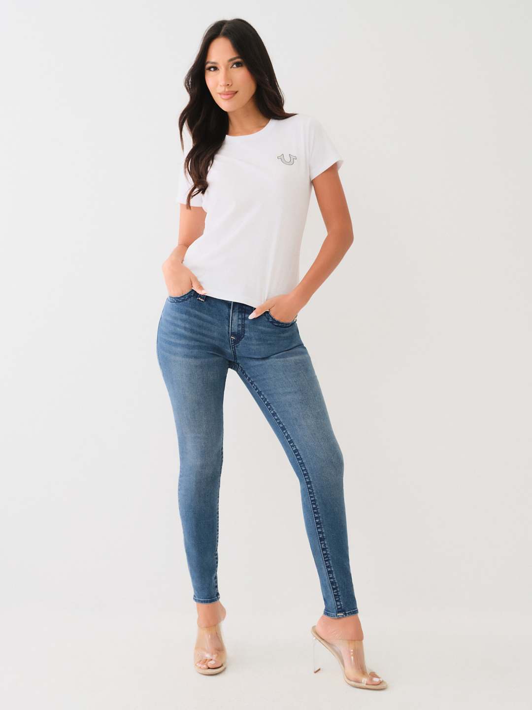 GLITTER ROSE GRAPHIC V NECK TEE