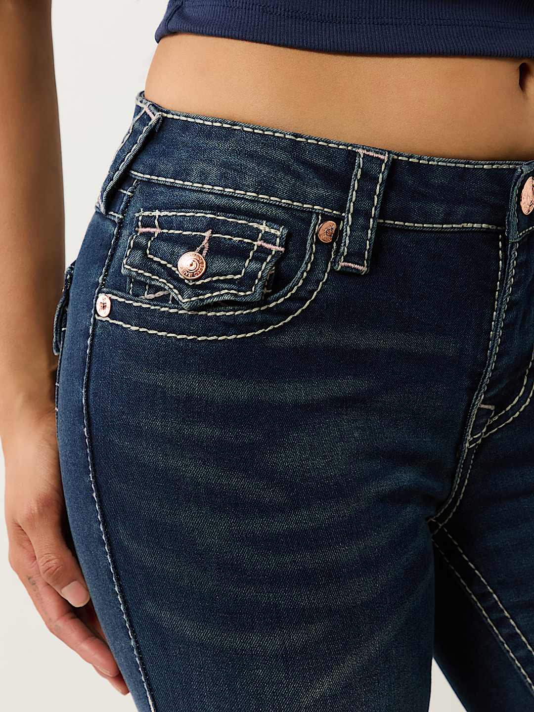 BECCA MID RISE BIG T BOOTCUT JEAN