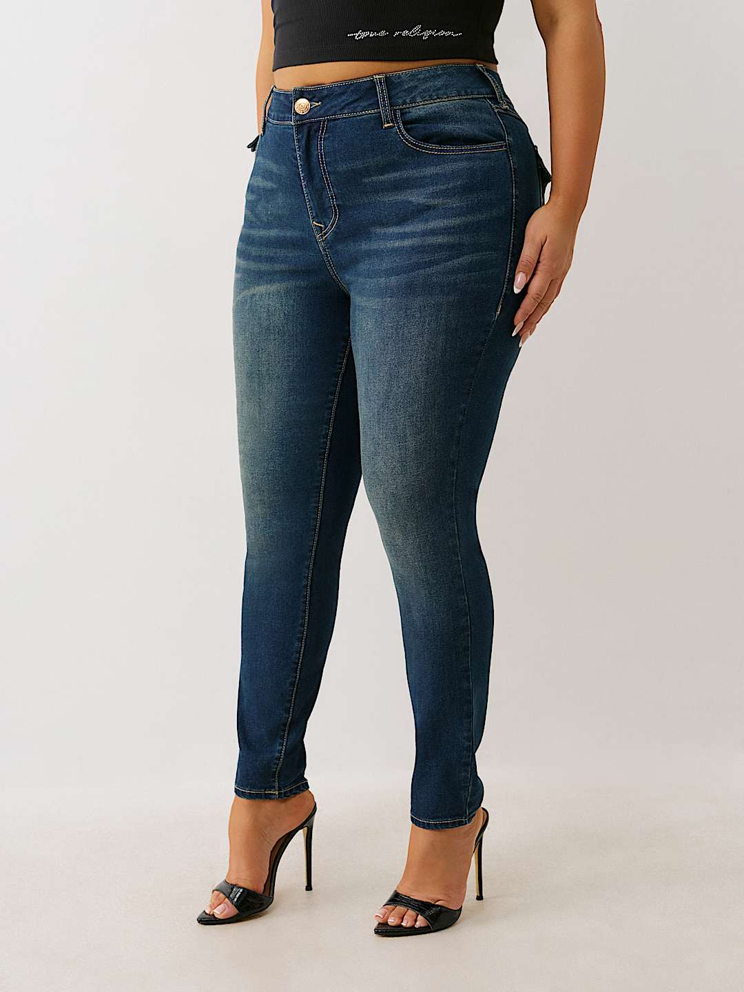 PLUS JENNIE HIGH RISE FLAP CURVY SKINNY JEAN