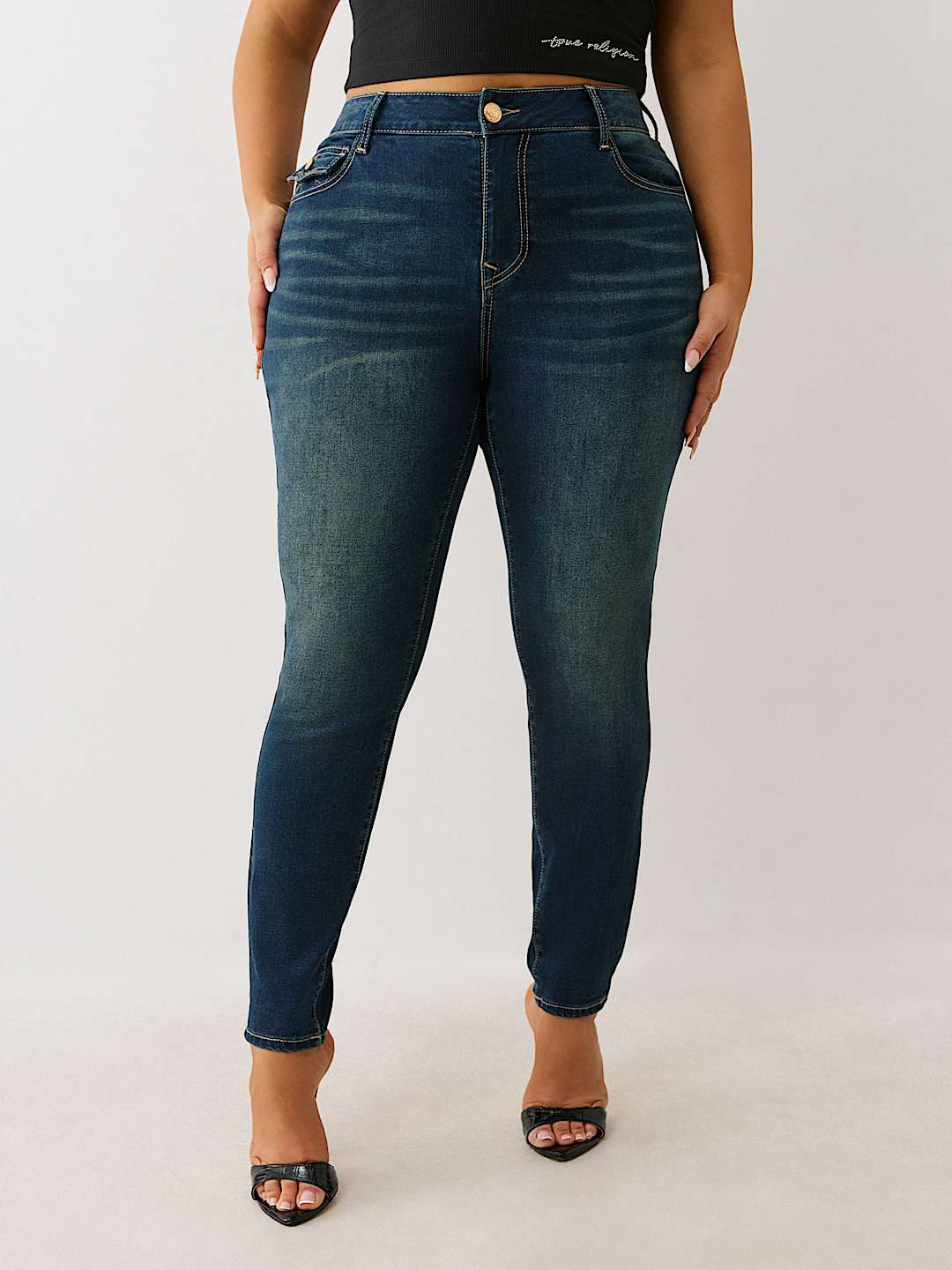 PLUS JENNIE HIGH RISE FLAP CURVY SKINNY JEAN
