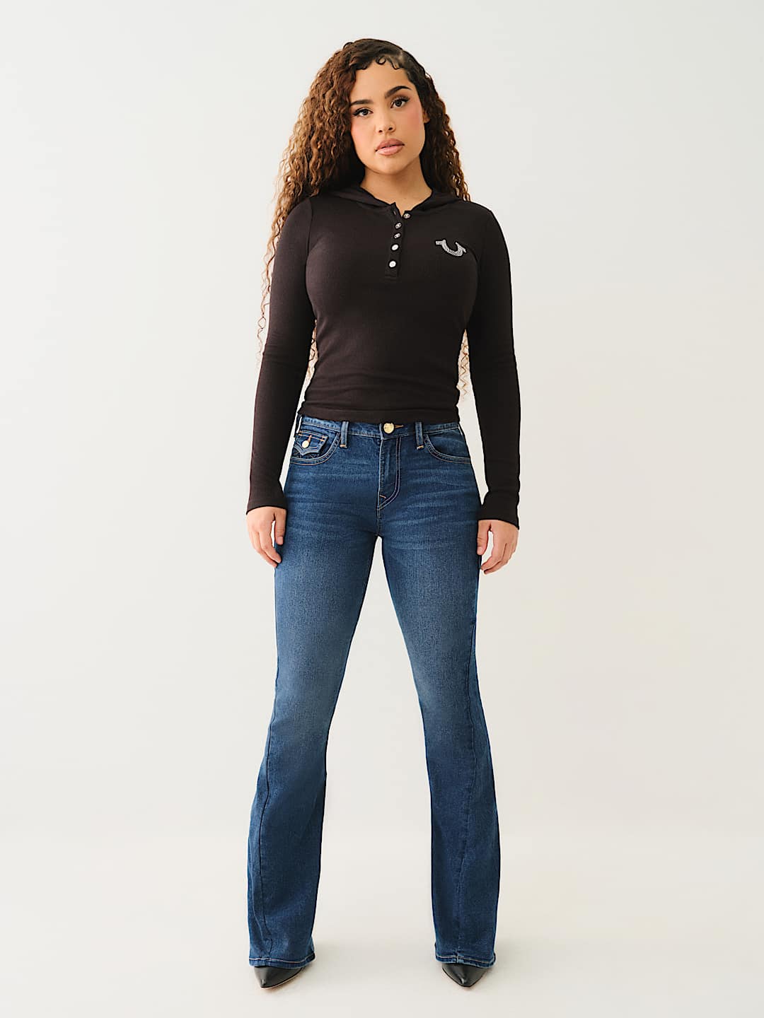 BECCA BIG T MID RISE BOOTCUT JEAN