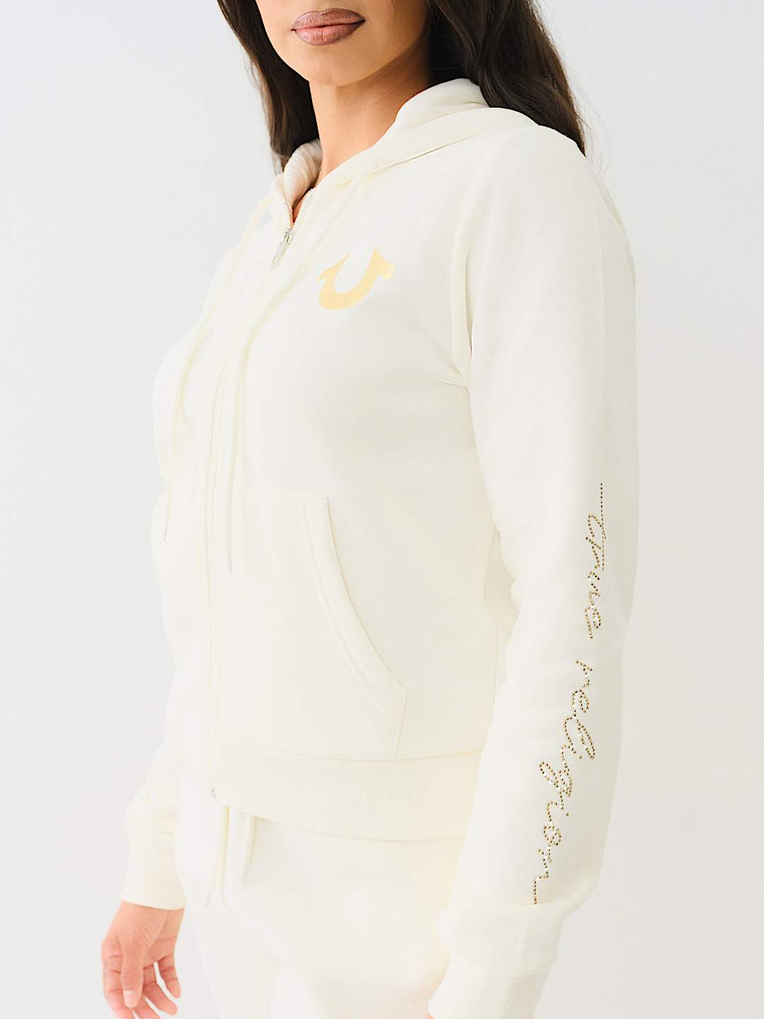 CRYSTAL SCRIPT LOGO ZIP HOODIE, image 2