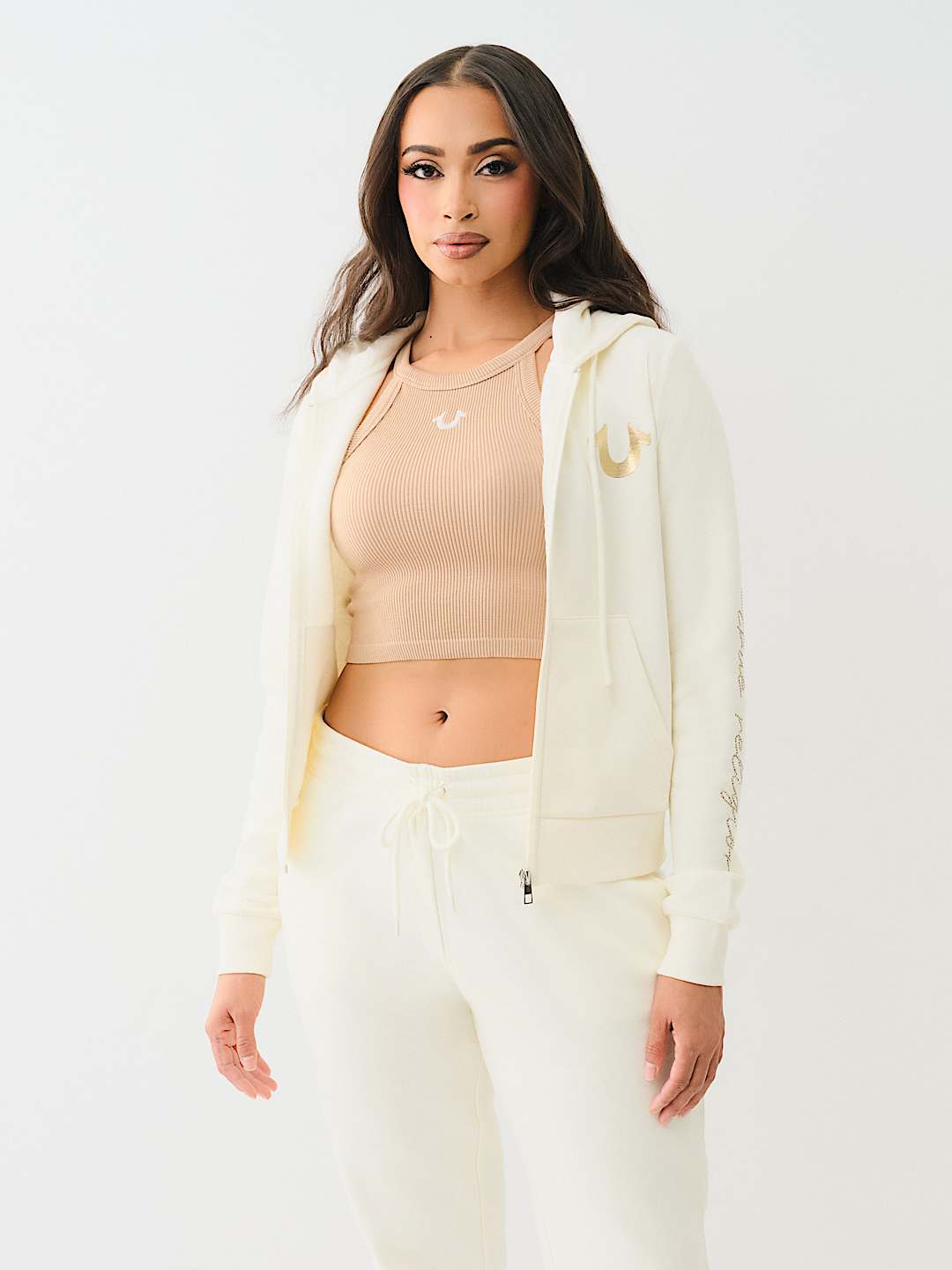 CRYSTAL SCRIPT LOGO ZIP HOODIE, image 3