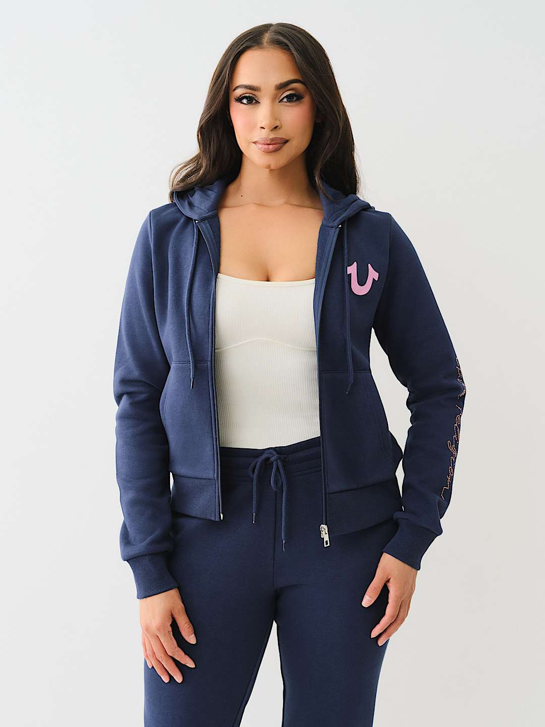 CRYSTAL SCRIPT LOGO ZIP HOODIE