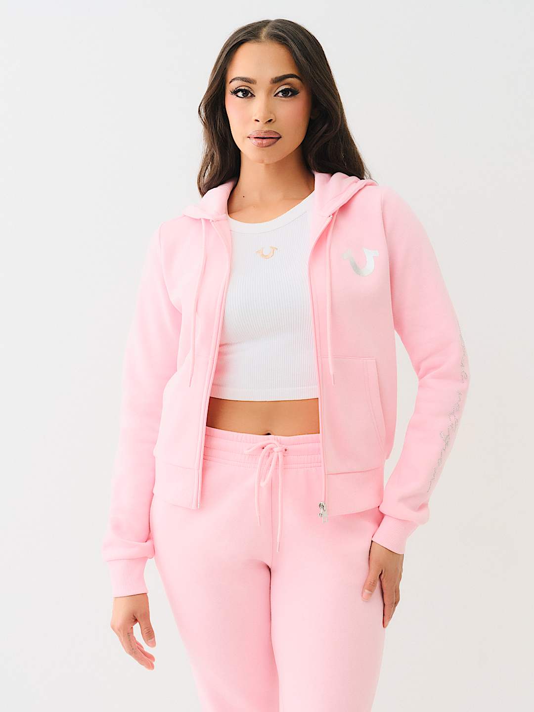 CRYSTAL SCRIPT LOGO ZIP HOODIE