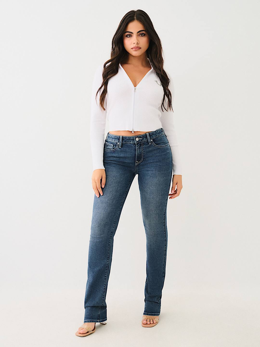 True Religion Women's Billie MID Rise Straight Flap Super T