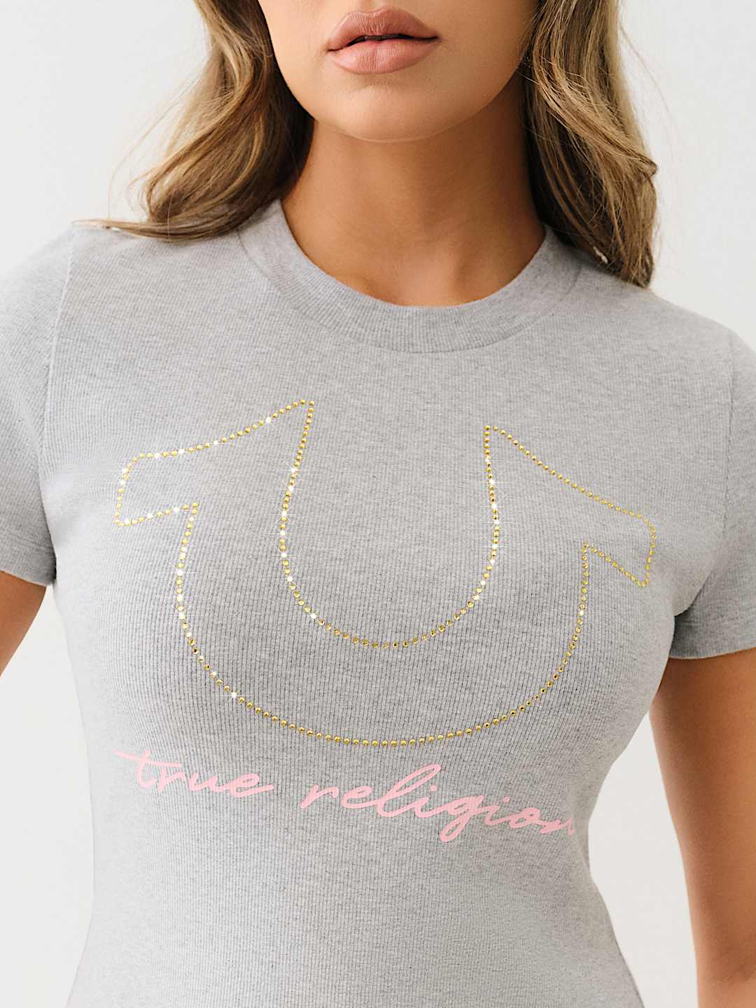 RIBBED CRYSTAL HORSESHOE BABY TEE, image 1