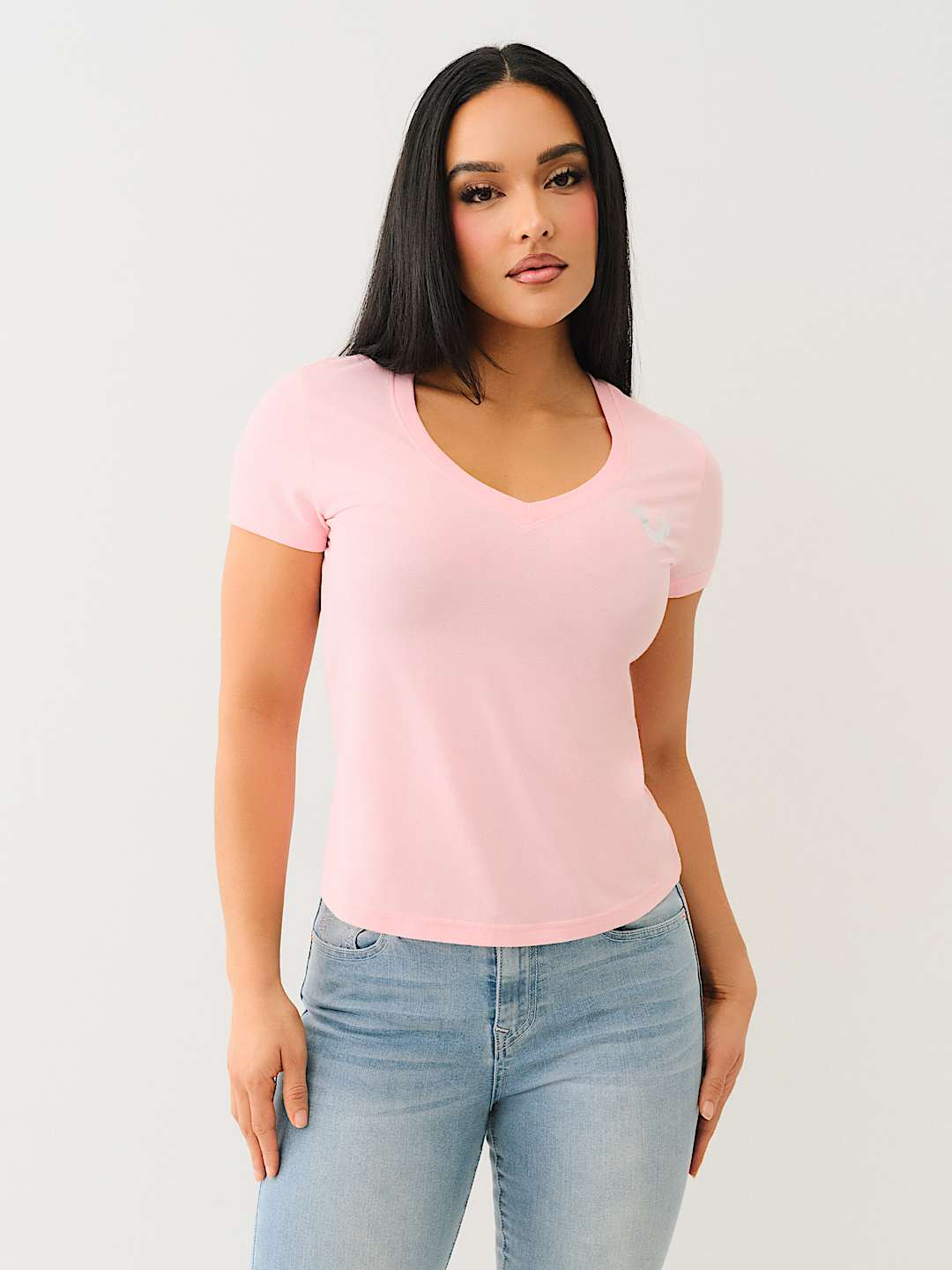 CRYSTAL OUTLINE V NECK TEE