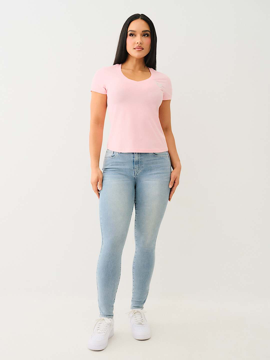 CRYSTAL OUTLINE V NECK TEE
