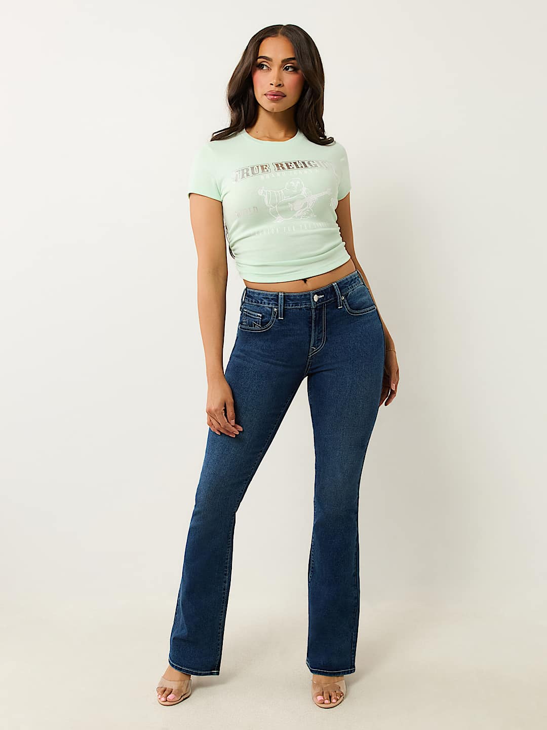 RUCHED METALLIC LOGO BABY TEE