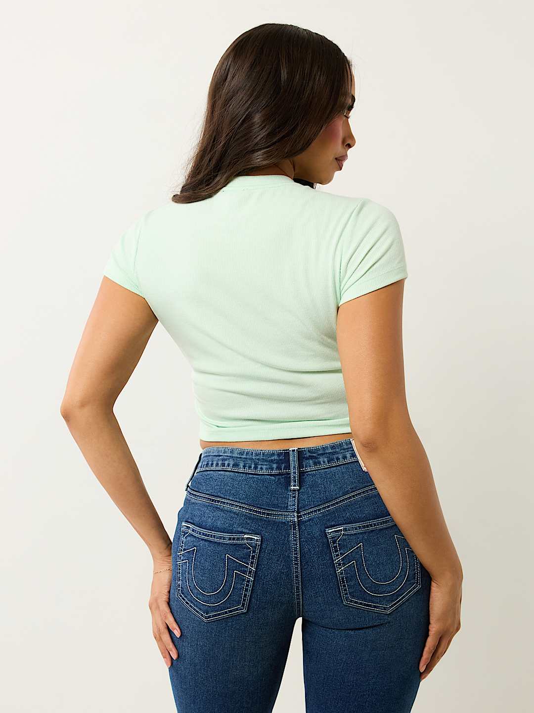 RUCHED METALLIC LOGO BABY TEE