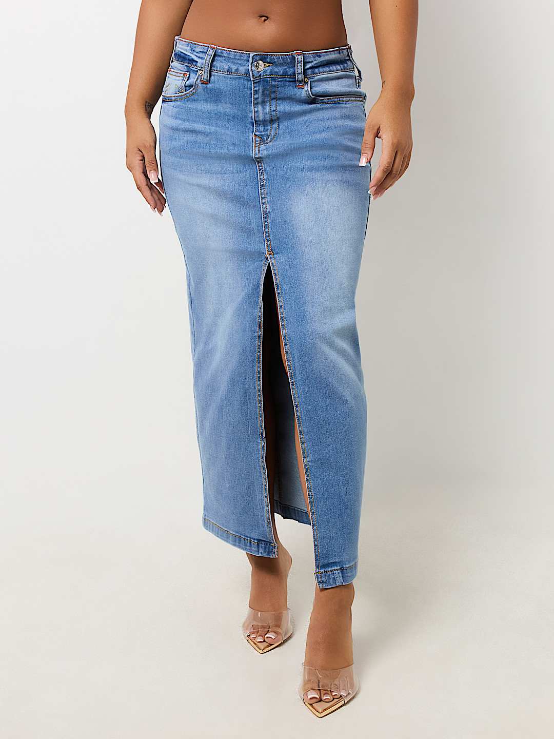 DENIM SLIT MAXI SKIRT - Medium Wash | True Religion