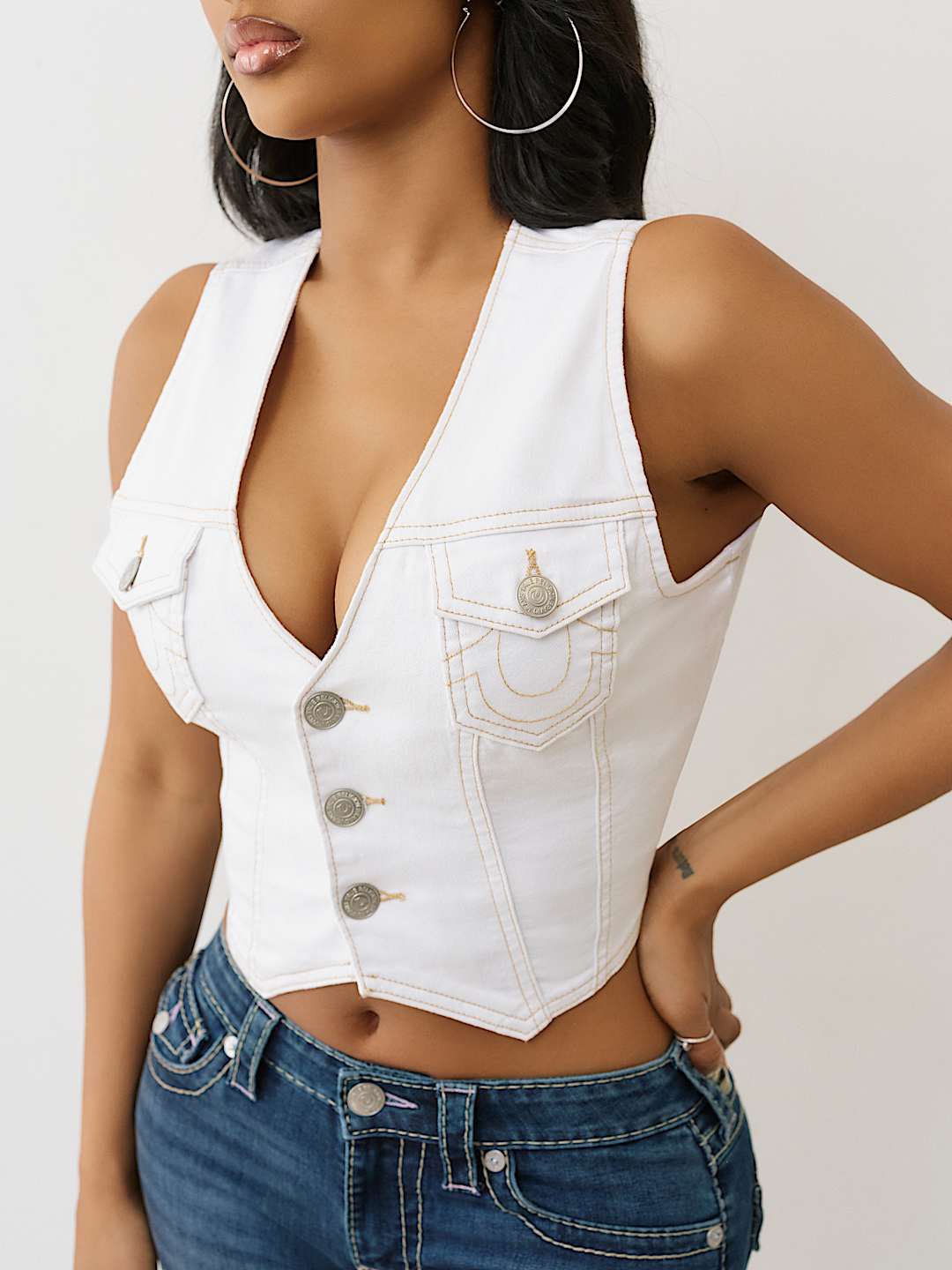 CROPPED DENIM VEST