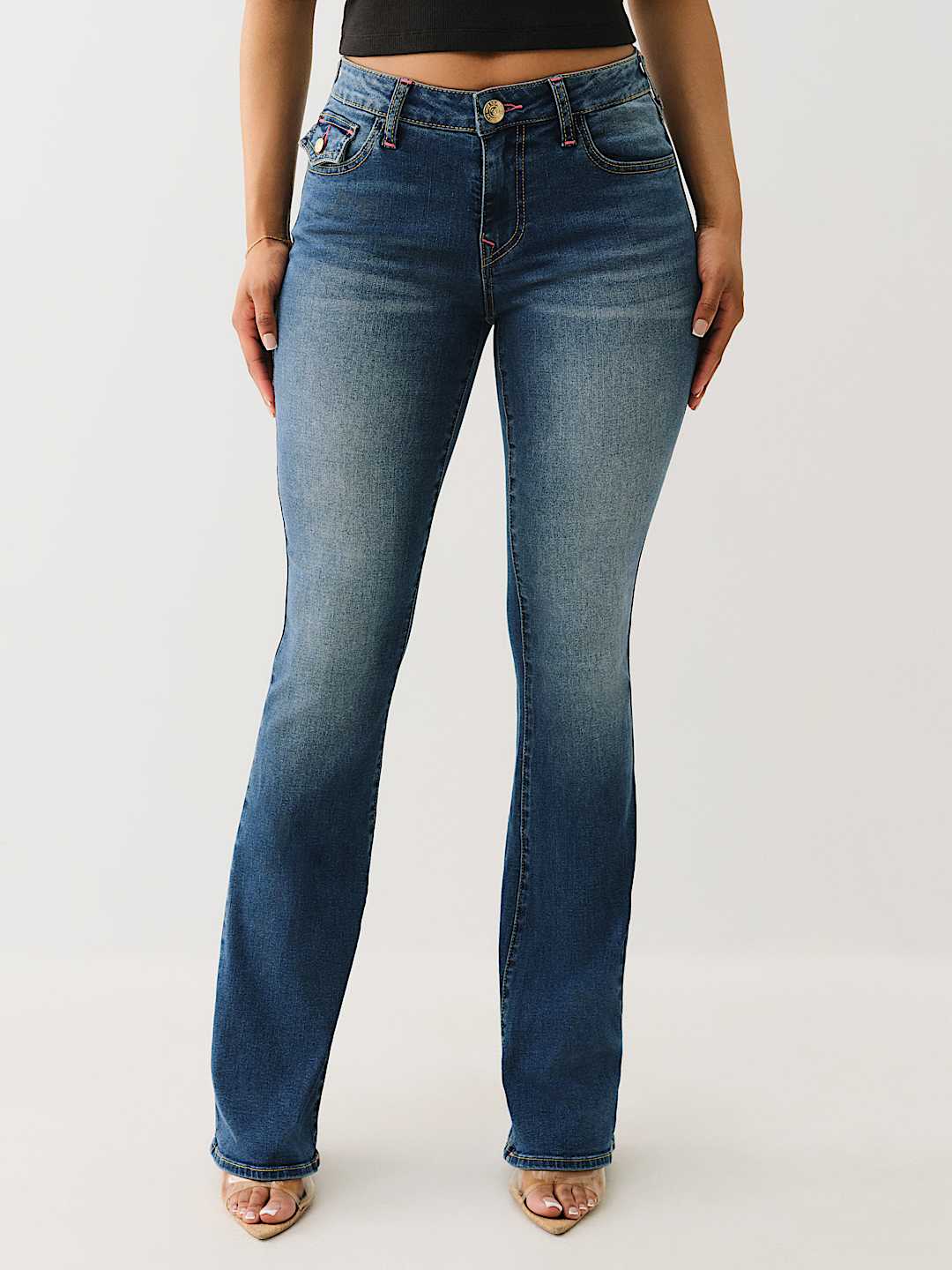 BECCA MID RISE CRYSTAL BOOTCUT JEAN