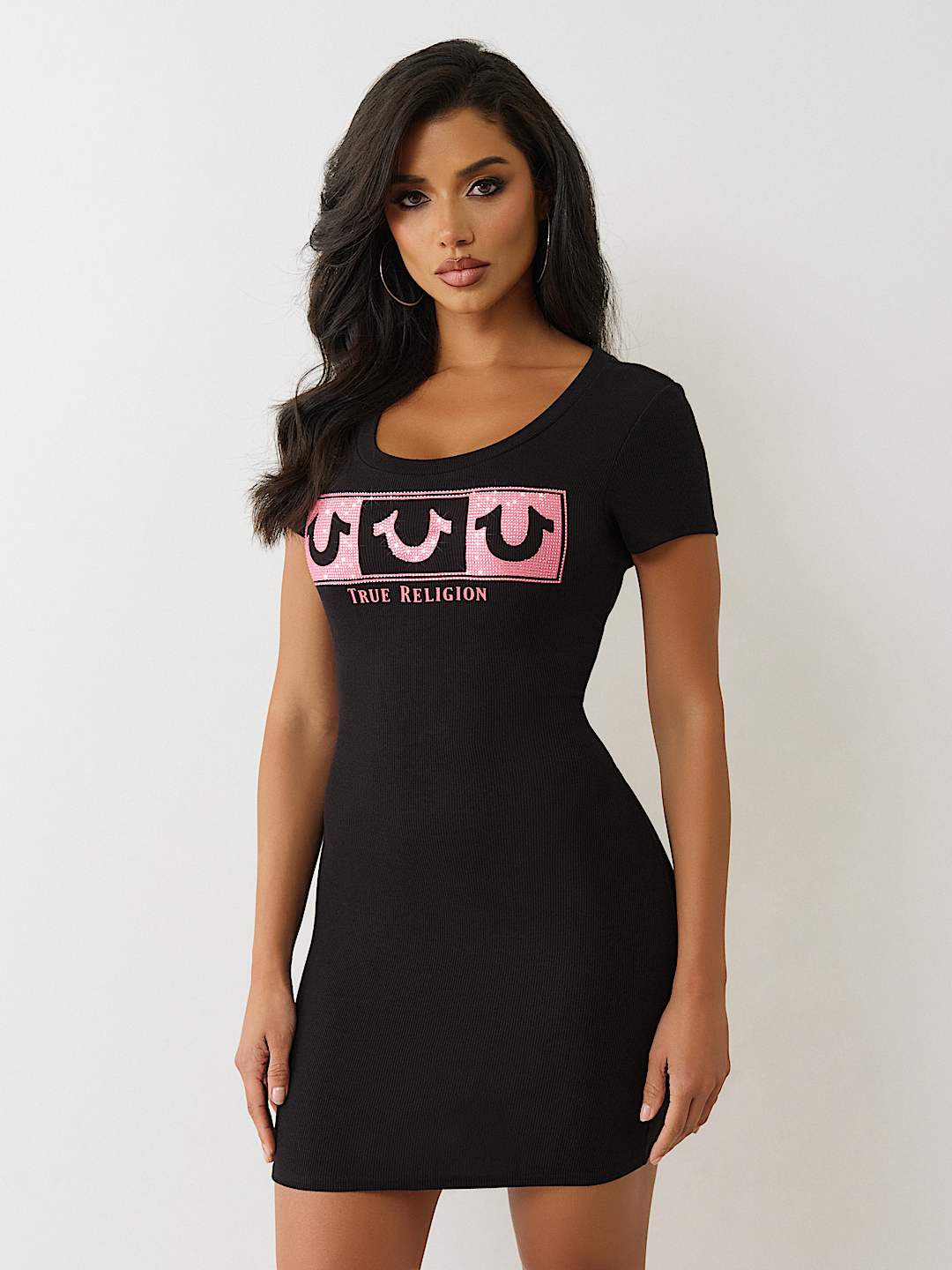 RIBBED CRYSTAL HORSESHOE DRESS, image 1